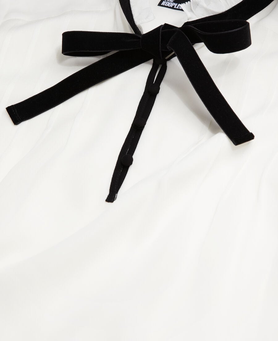 The Kooples WOMEN OFF WHITE ecru top with velvet detail