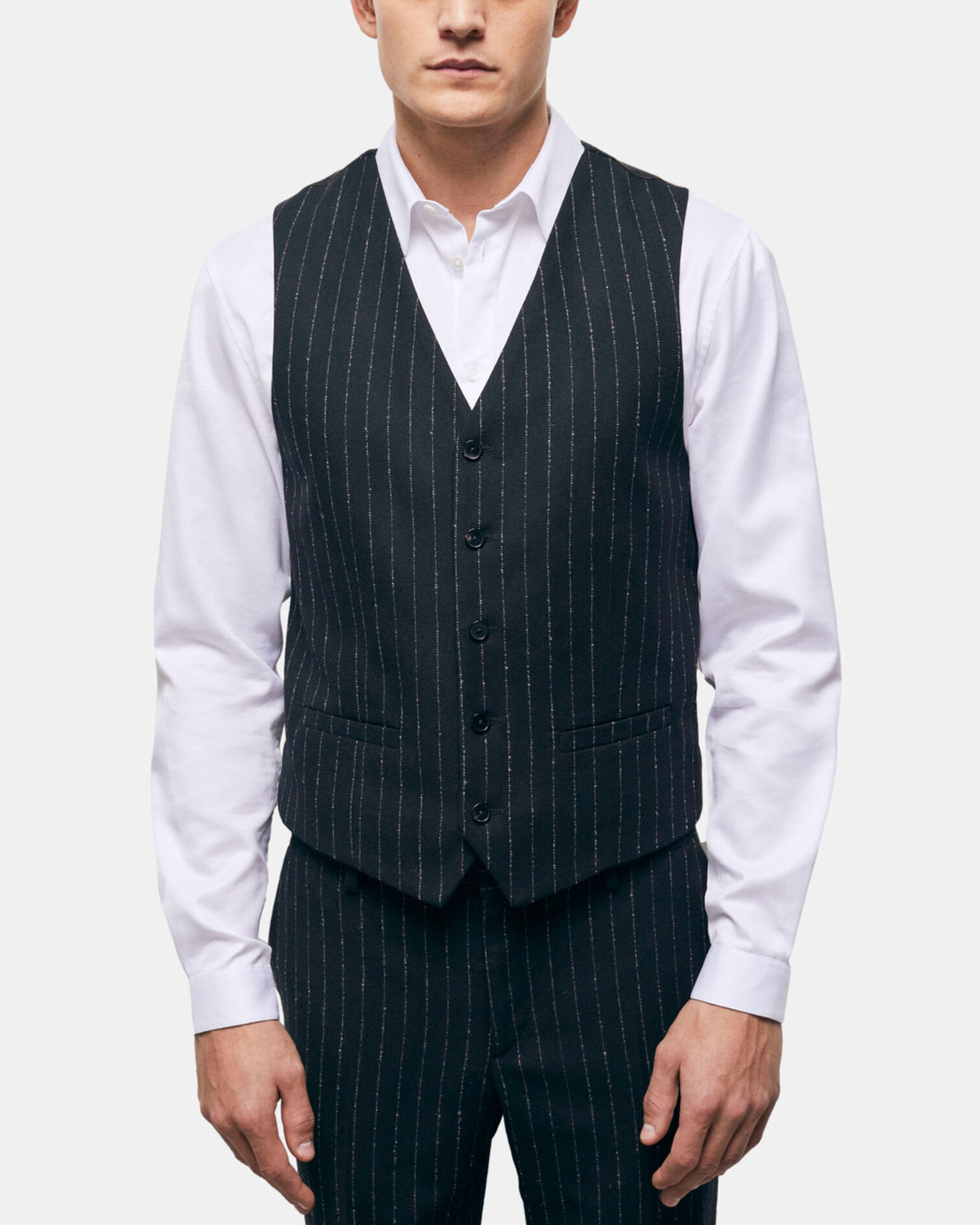 Striped suit vest, BLACK WHITE, hi-res image number null