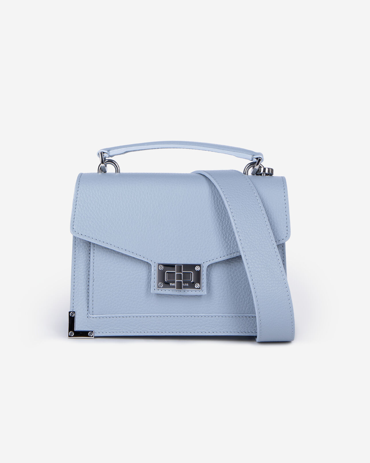 The Kooples WOMEN BLUE emily small blue grained leather bag