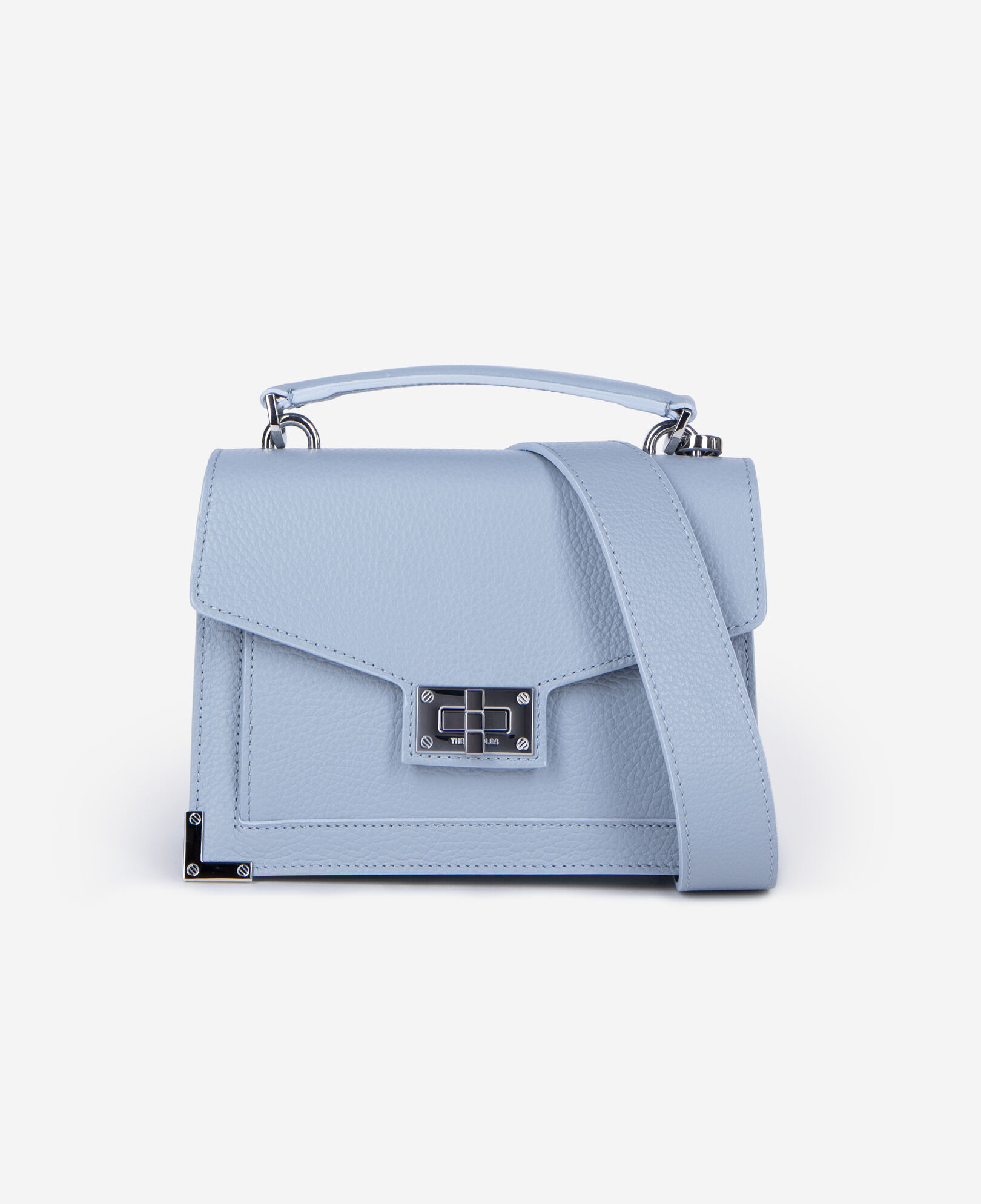The Kooples WOMEN BLUE emily small blue grained leather bag