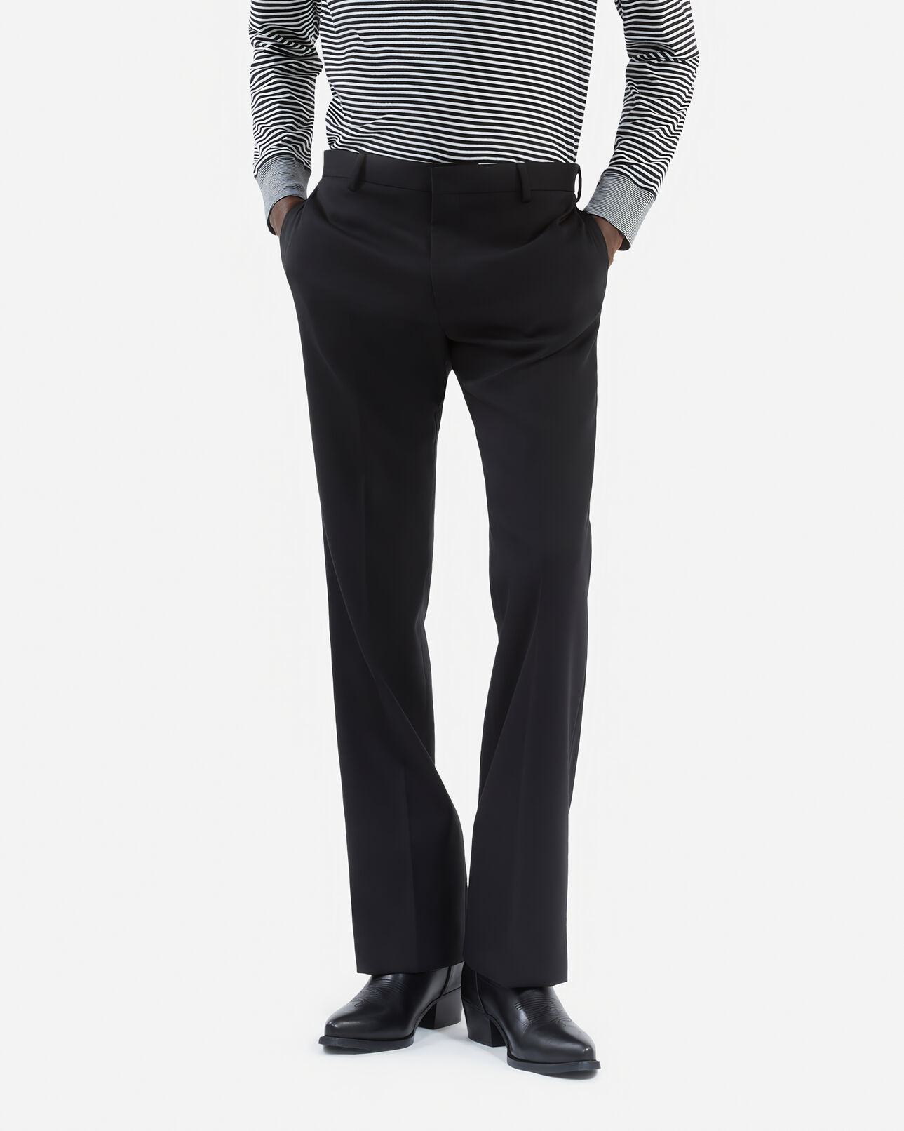 The Kooples HOMME BLACK pantalon droit en laine noir
