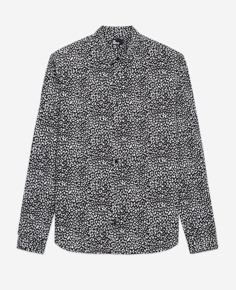 black leopard print shirt with classic collar