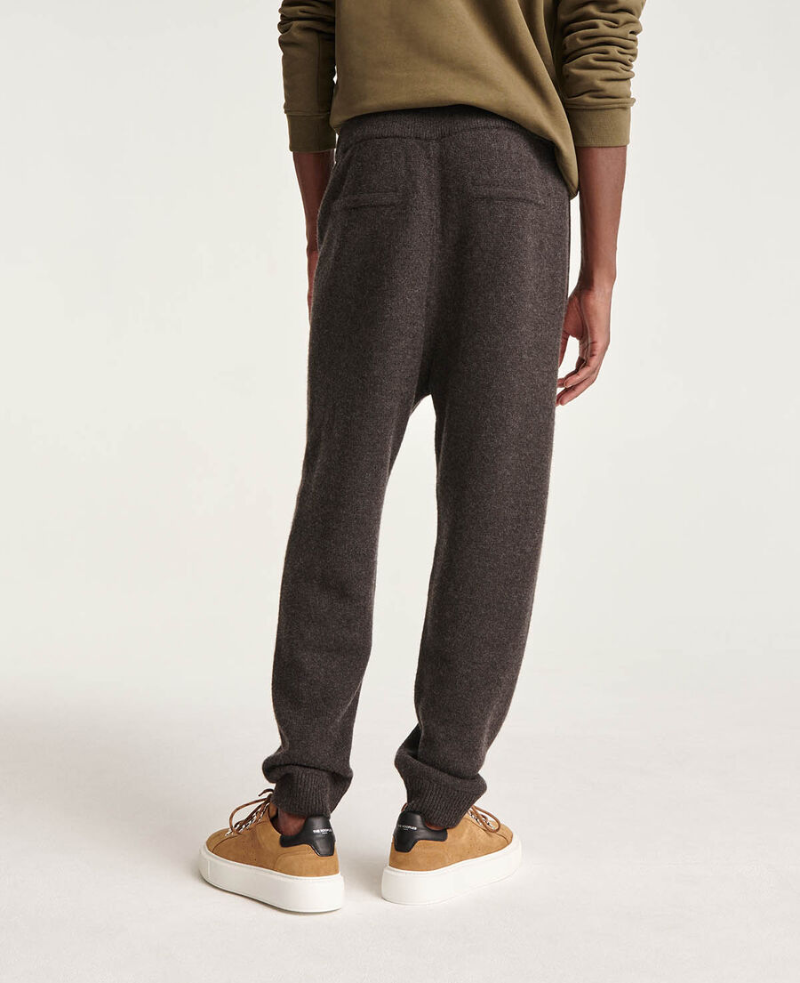 brown wool joggers in loose-fitting knit