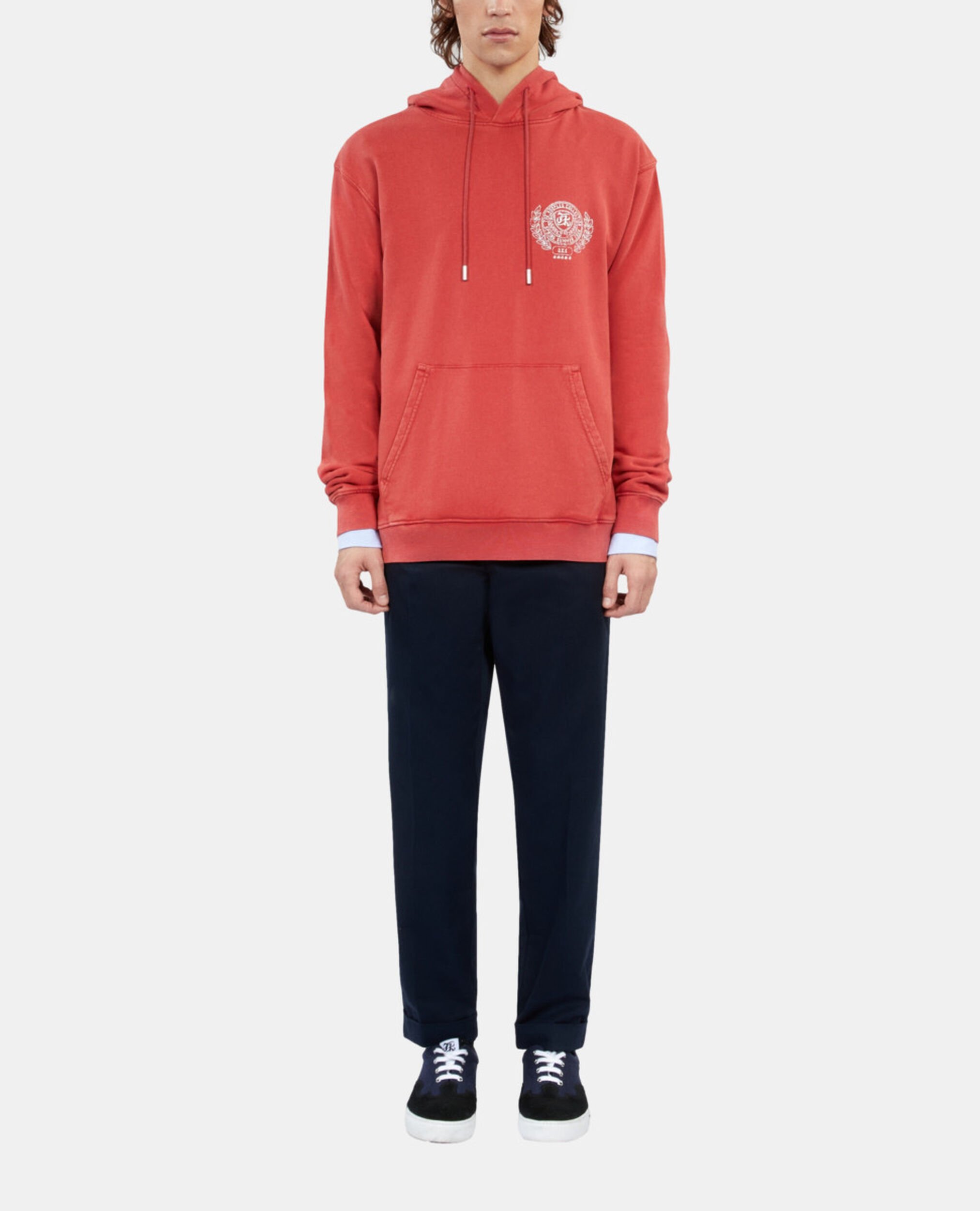 Red sweatshirt with Blazon serigraphy, RED BRIQUE, hi-res image number null