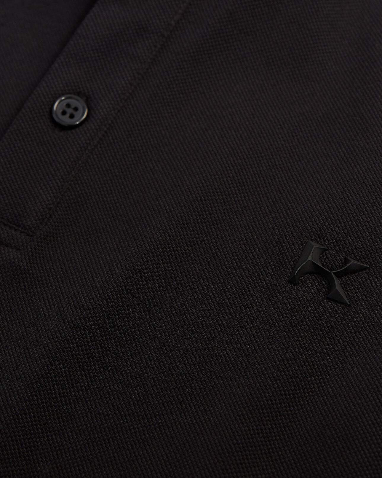 The Kooples MEN BLACK black polo officer collar rubber monogram