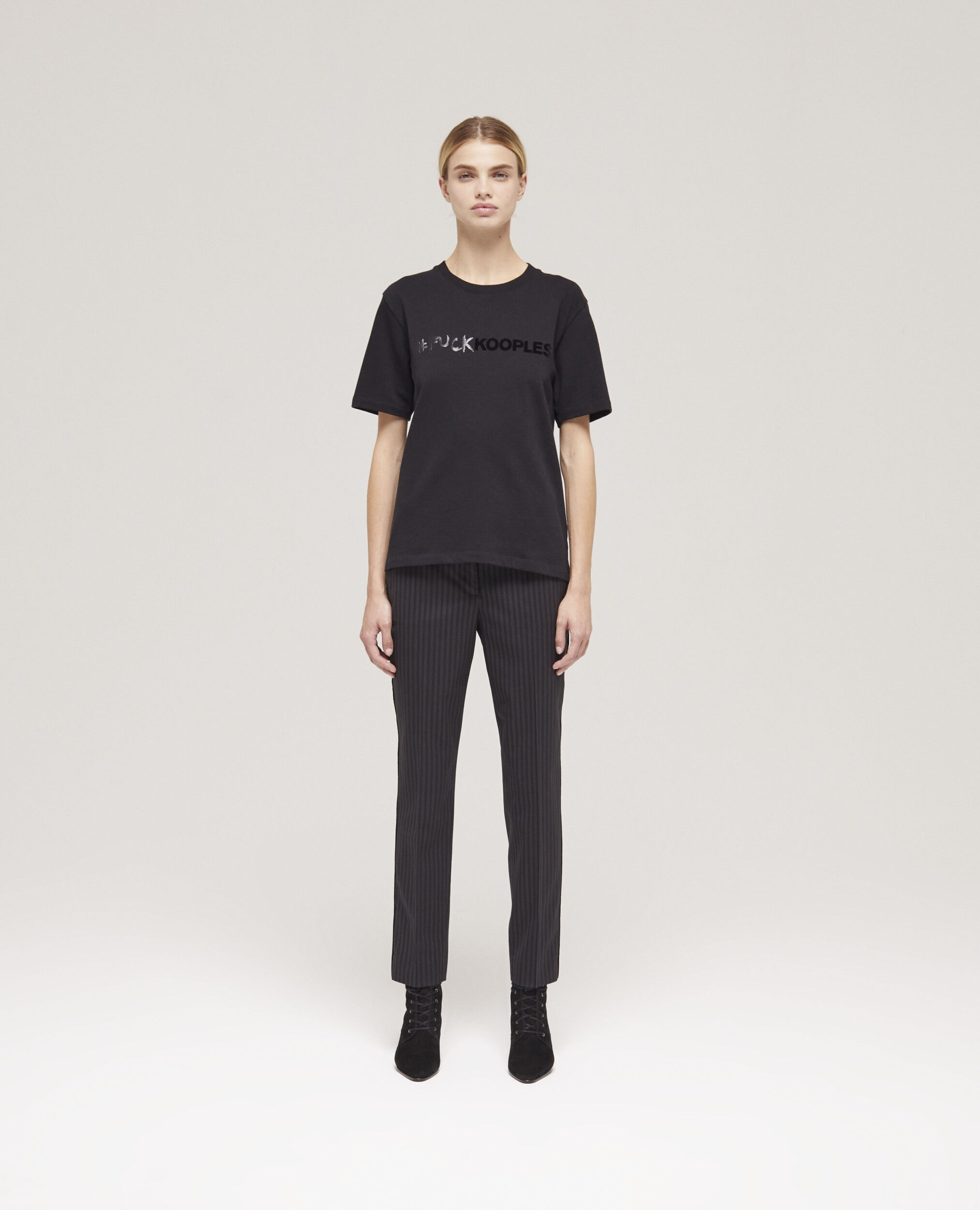 Schwarzes T-Shirt Damen mit Logo, BLACK, hi-res image number null