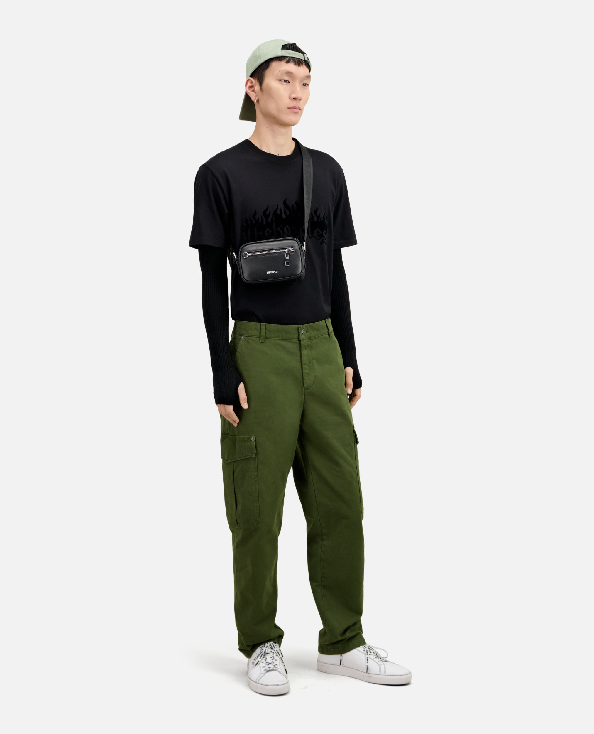 Pantalon cargo en coton kaki