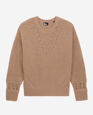 The Kooples WOMEN BROWN-BEIGE camel wool-blend sweater