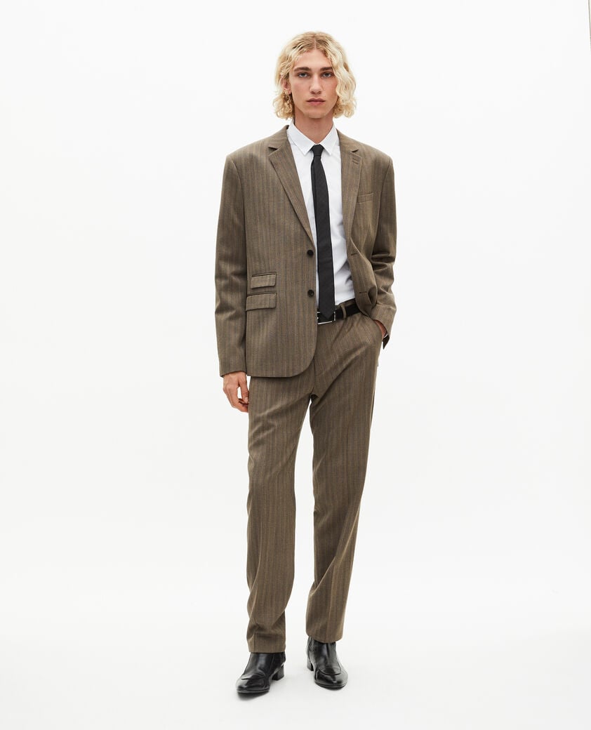 The Kooples HOMME LIGHT BROWN veste de costume à rayures marron