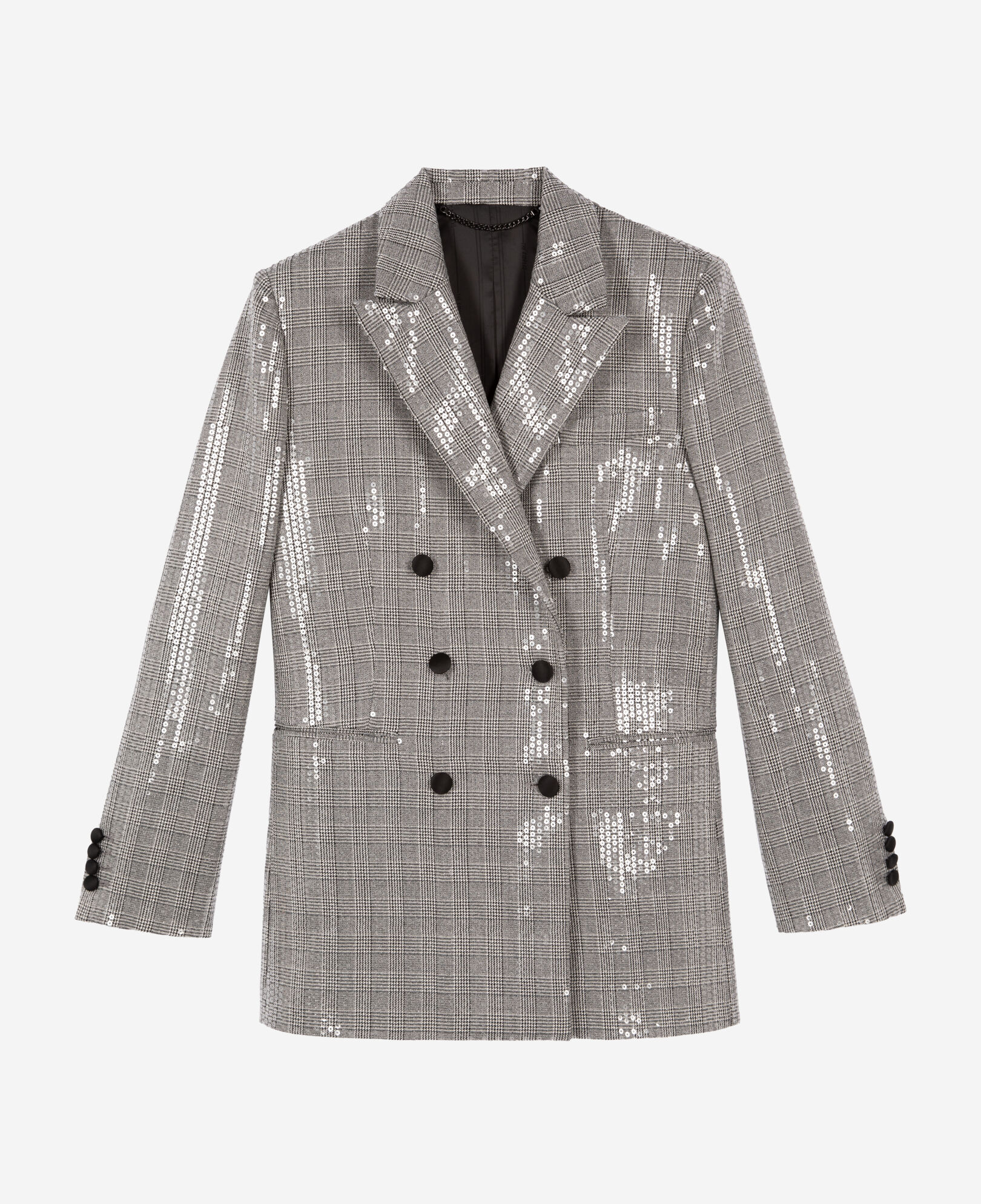 The Kooples WOMEN GREY gray prince of wales sequin jacket