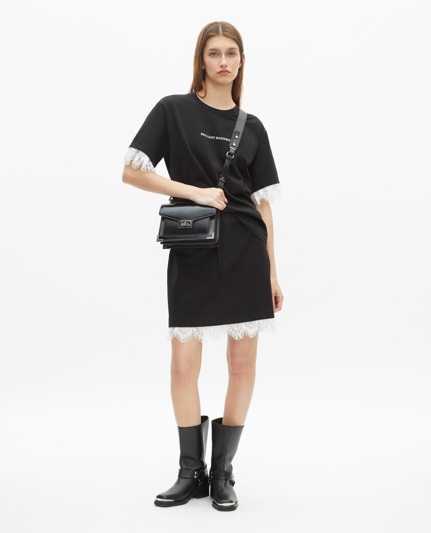 The Kooples DAMEN BLACK kurzer rock mit schwarzer spitze