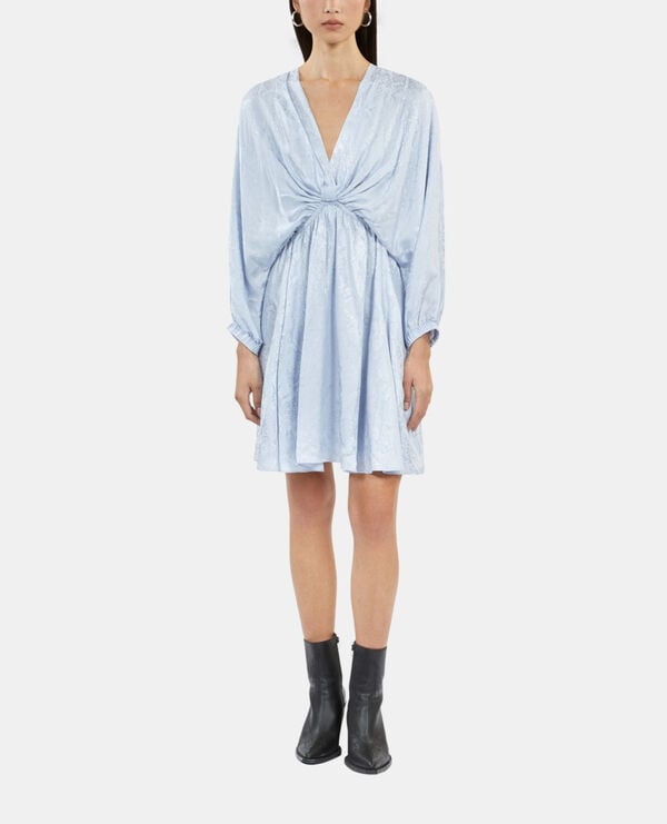 The Kooples MUJER LAVENDER vestido corto azul pitón jacquard drapeado