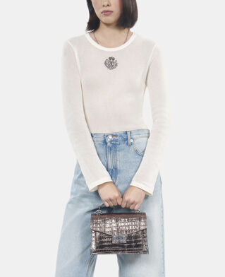 The Kooples FEMME PINK BRONZE sac emily small en cuir effet crocodile rose