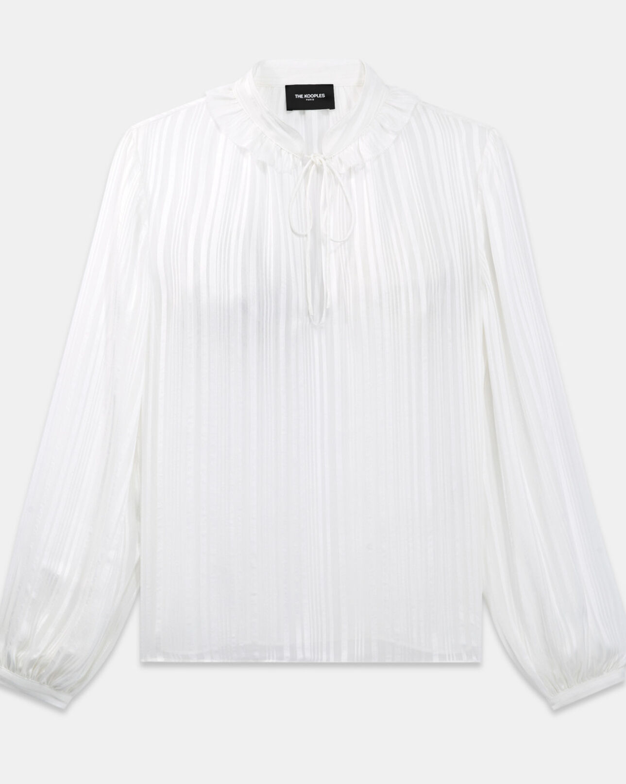 The Kooples FEMME WHITE top fluide écru à col noué effet rayé