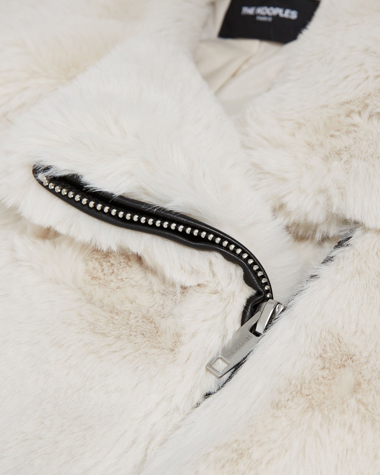 The Kooples WOMEN WHITE white faux fur coat with leather