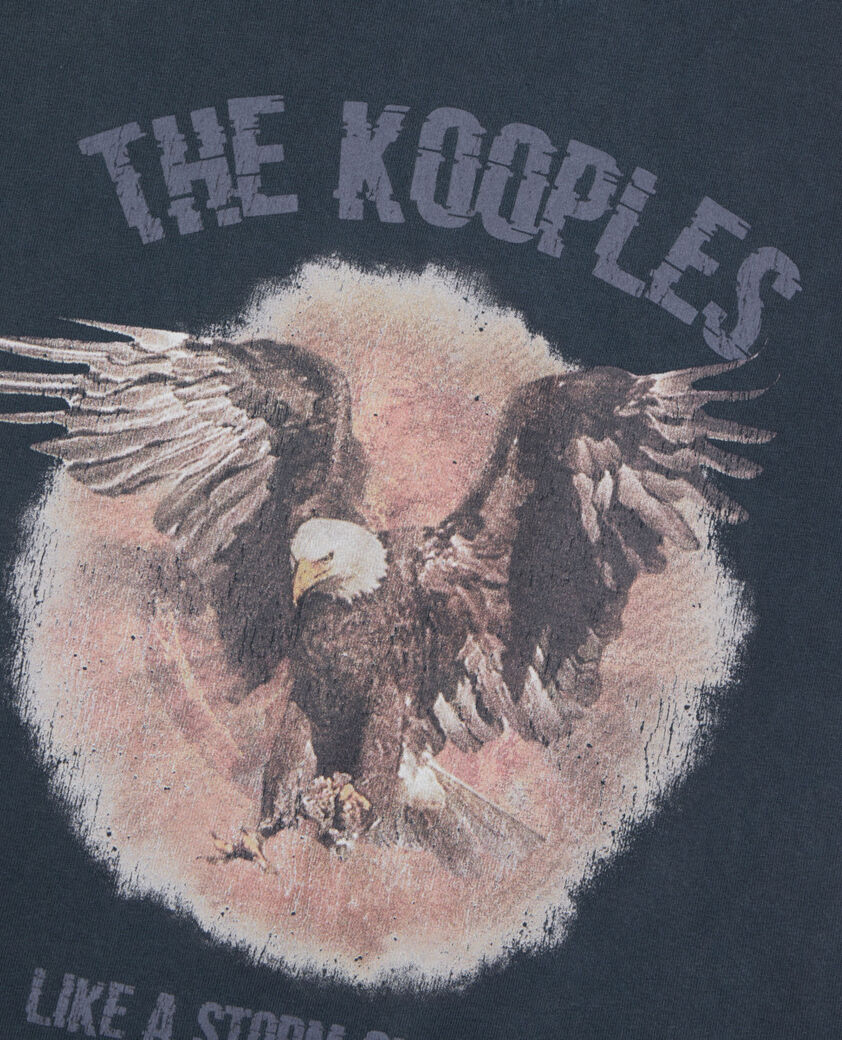 The Kooples HOMME BLACK WASHED t-shirt &agrave; s&eacute;rigraphie noir