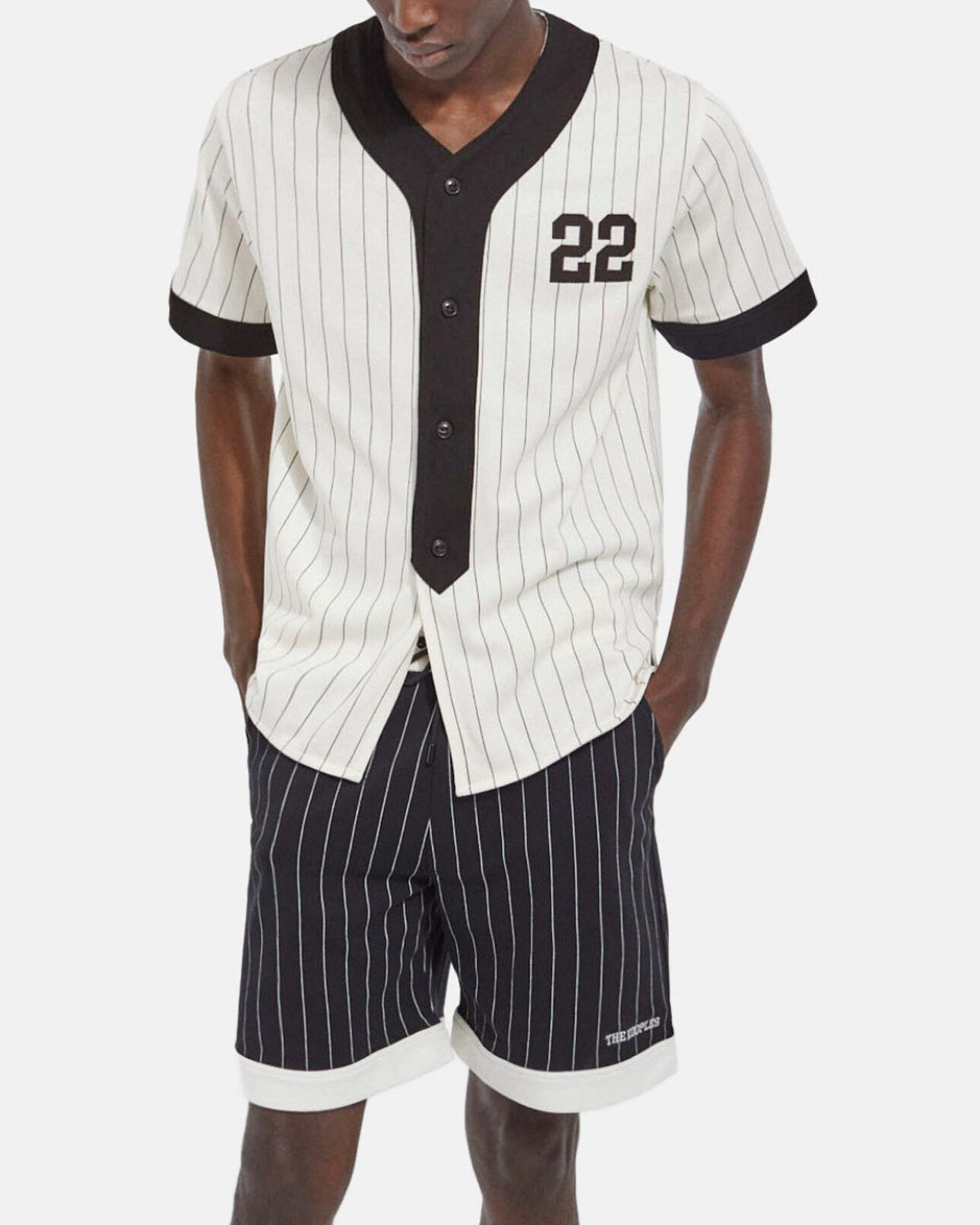 The Kooples MEN ECRU striped baseball t-shirt