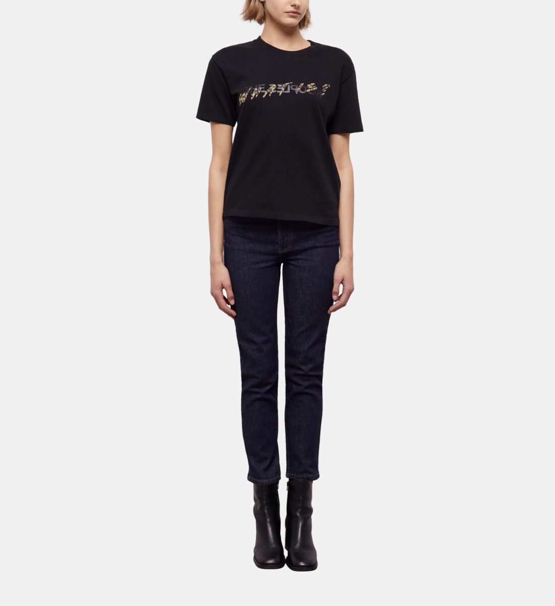 Women s black and leopard print what is t shirt The Kooples US