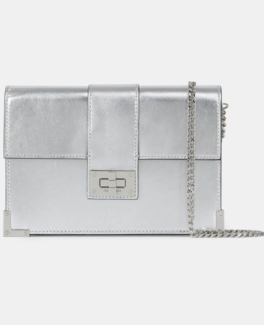 medium emily pouch in silver leather