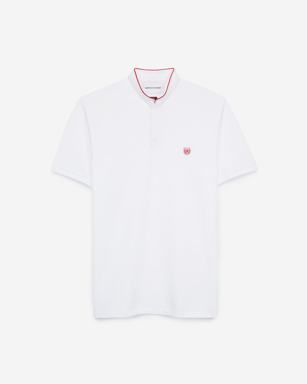 The Kooples HOMME WHITE / FIRED RED polo blanc brodé détails rouge vif
