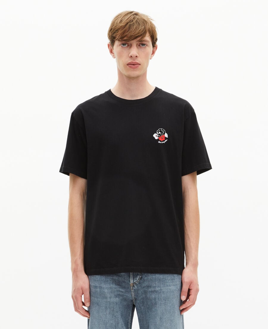 The Kooples HOMME BLACK t-shirt avec flocage t&ecirc;te de mort noir