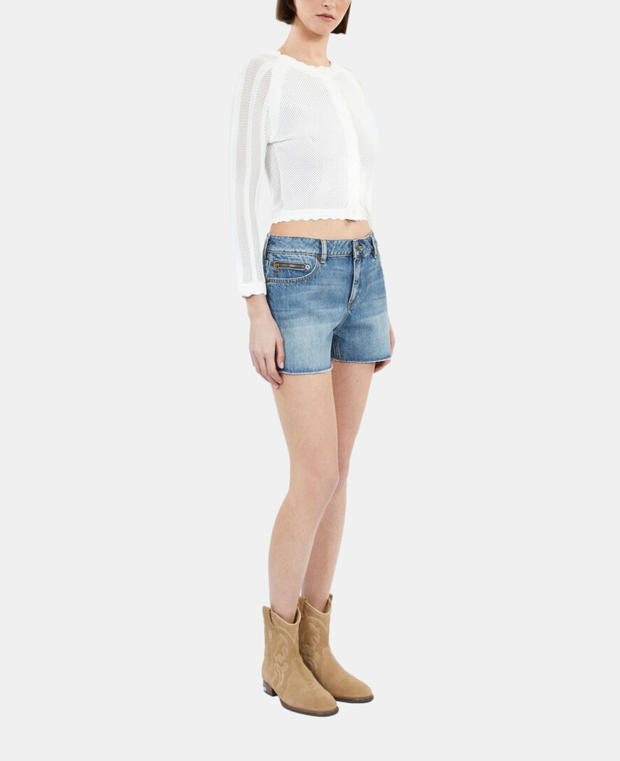 The Kooples WOMEN WHITE short white openwork knit cardigan