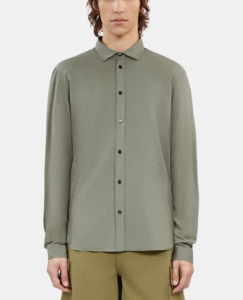 The Kooples HOMBRE WOOD KAKI camisa verde velo algod&oacute;n