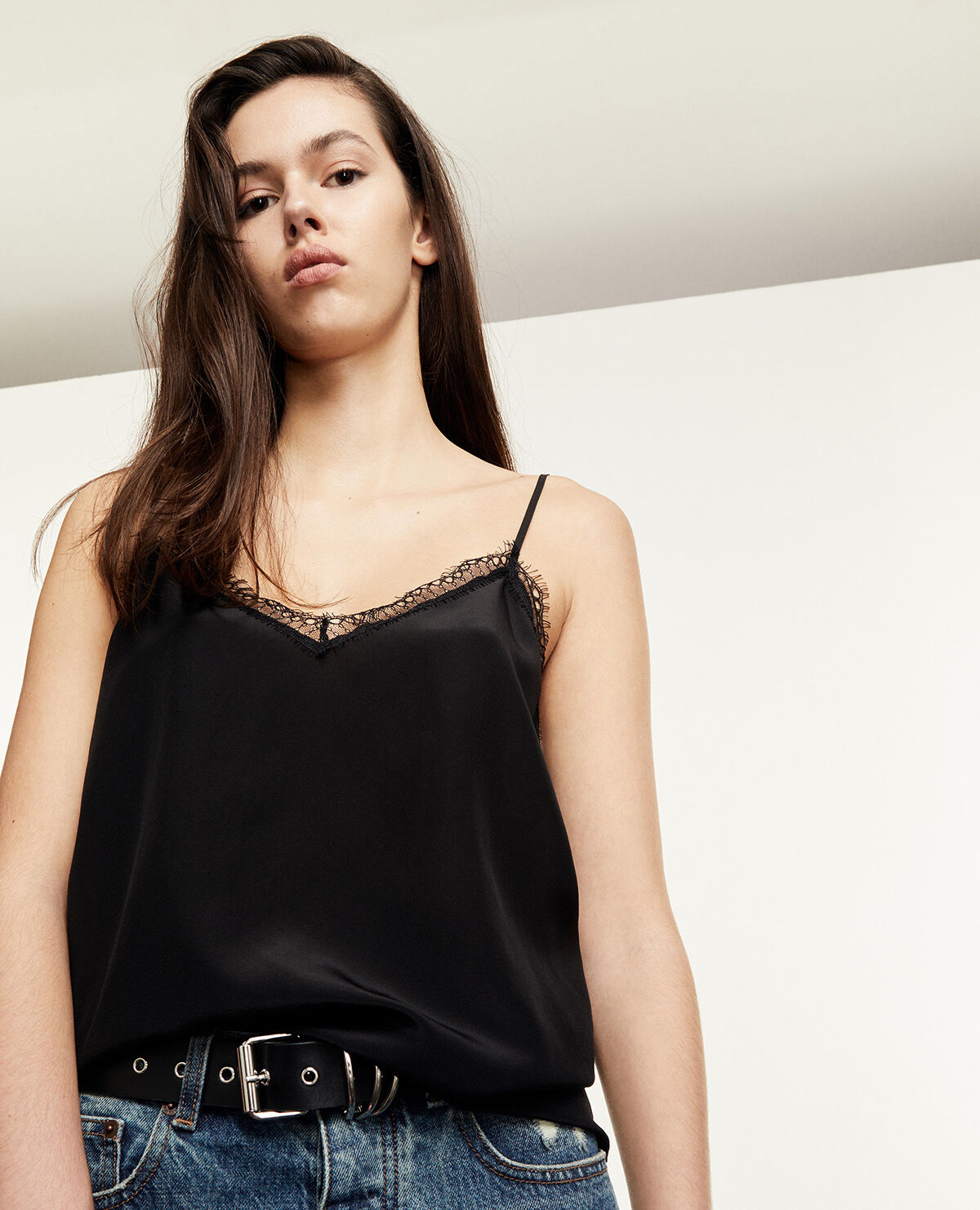 Silk tank tops with lace hotsell