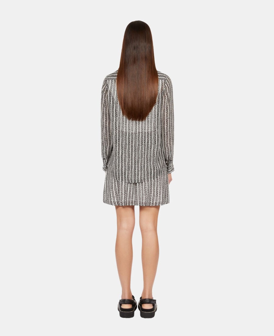 The Kooples FEMME BLACK WHITE chemise fleurie à rayures noire et banche