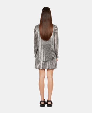 The Kooples FEMME BLACK WHITE chemise fleurie à rayures noire et banche