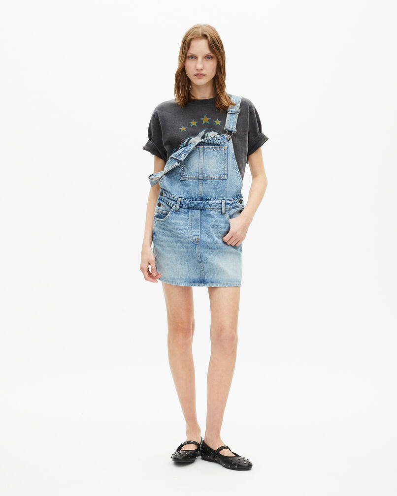 The Kooples MUJER BLUE BLEACHED / NAVY vestido corto peto denim