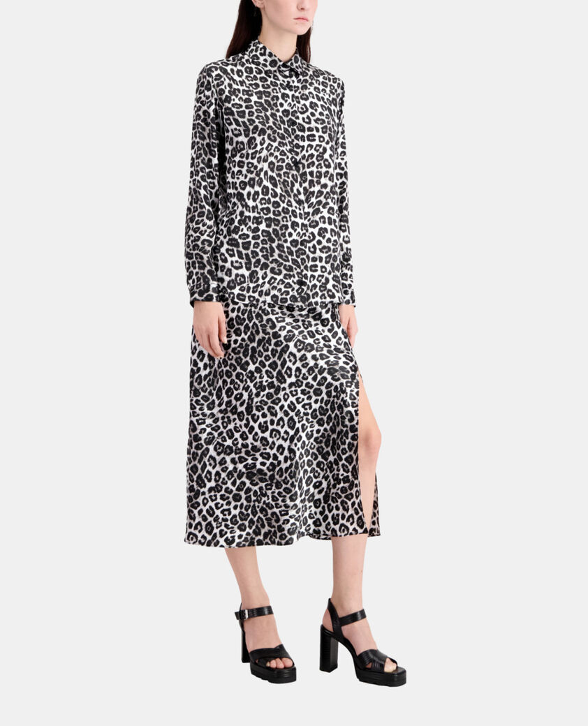 The Kooples FEMME BLACK WHITE LEOPARD chemise imprimée en soie