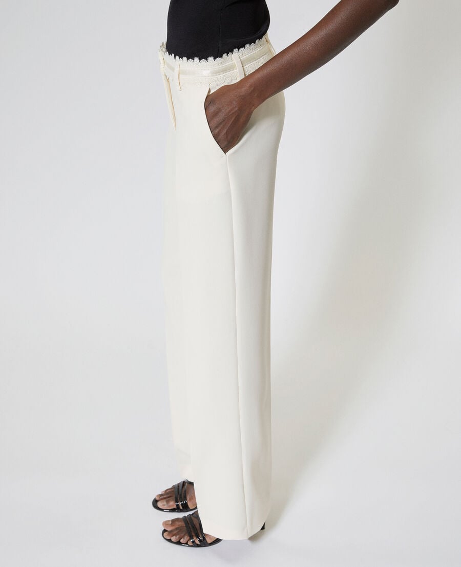 The Kooples F OFF WHITE ecru wide-leg pants