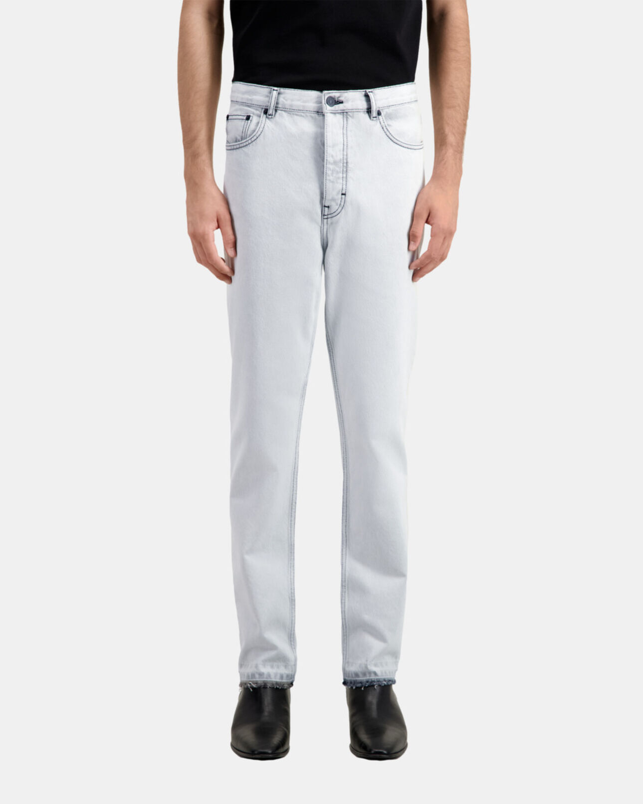 The Kooples HOMME WHITE BLEACH jean blanc décoloré droit