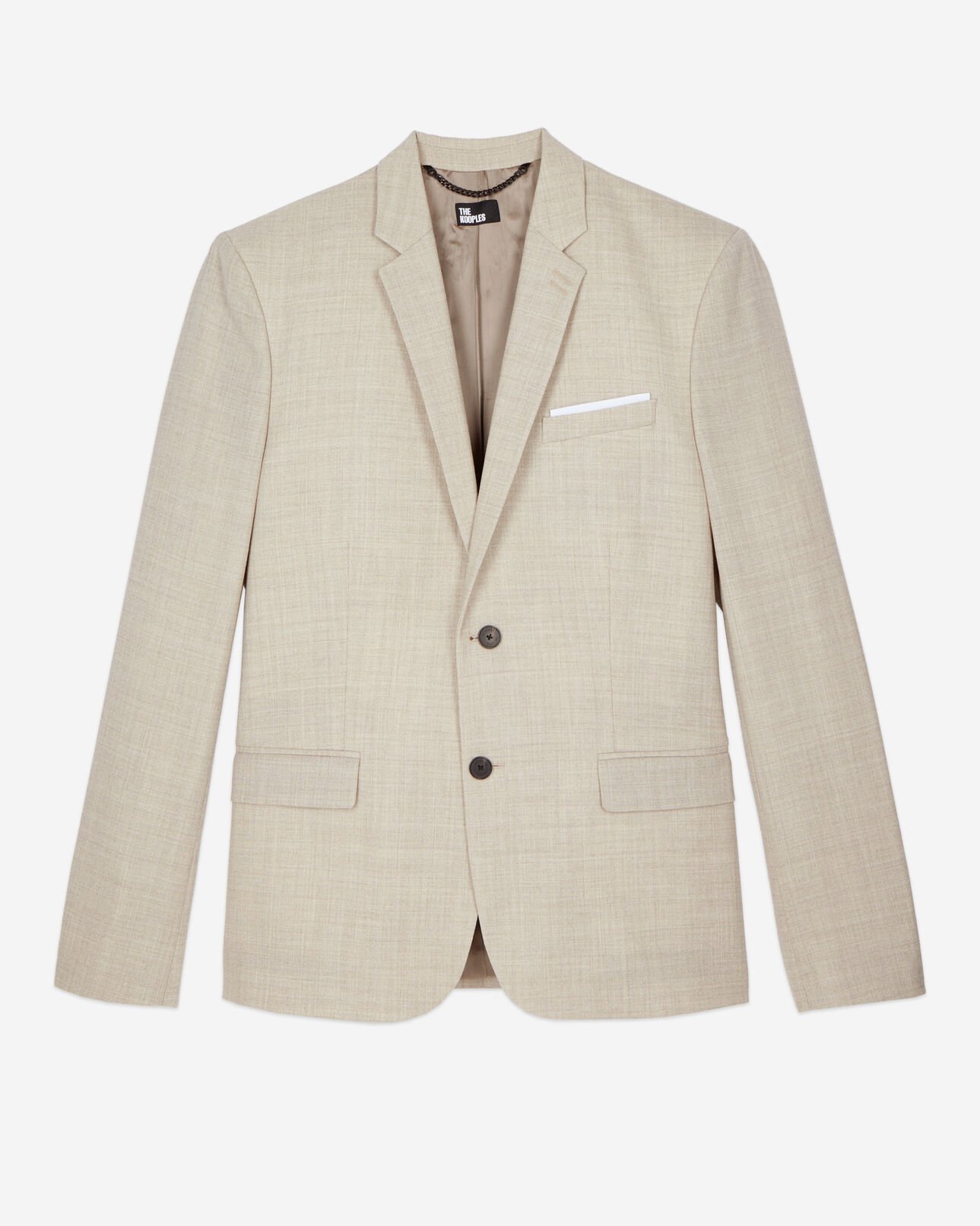 The Kooples HERREN BEIGE beigefarbene, schmal geschnittene anzugjacke aus wolle