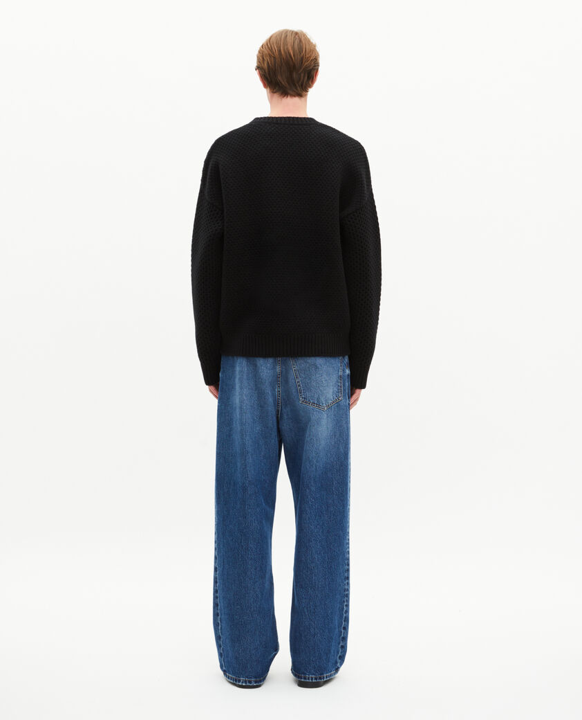 The Kooples H BLACK black wool cable sweater