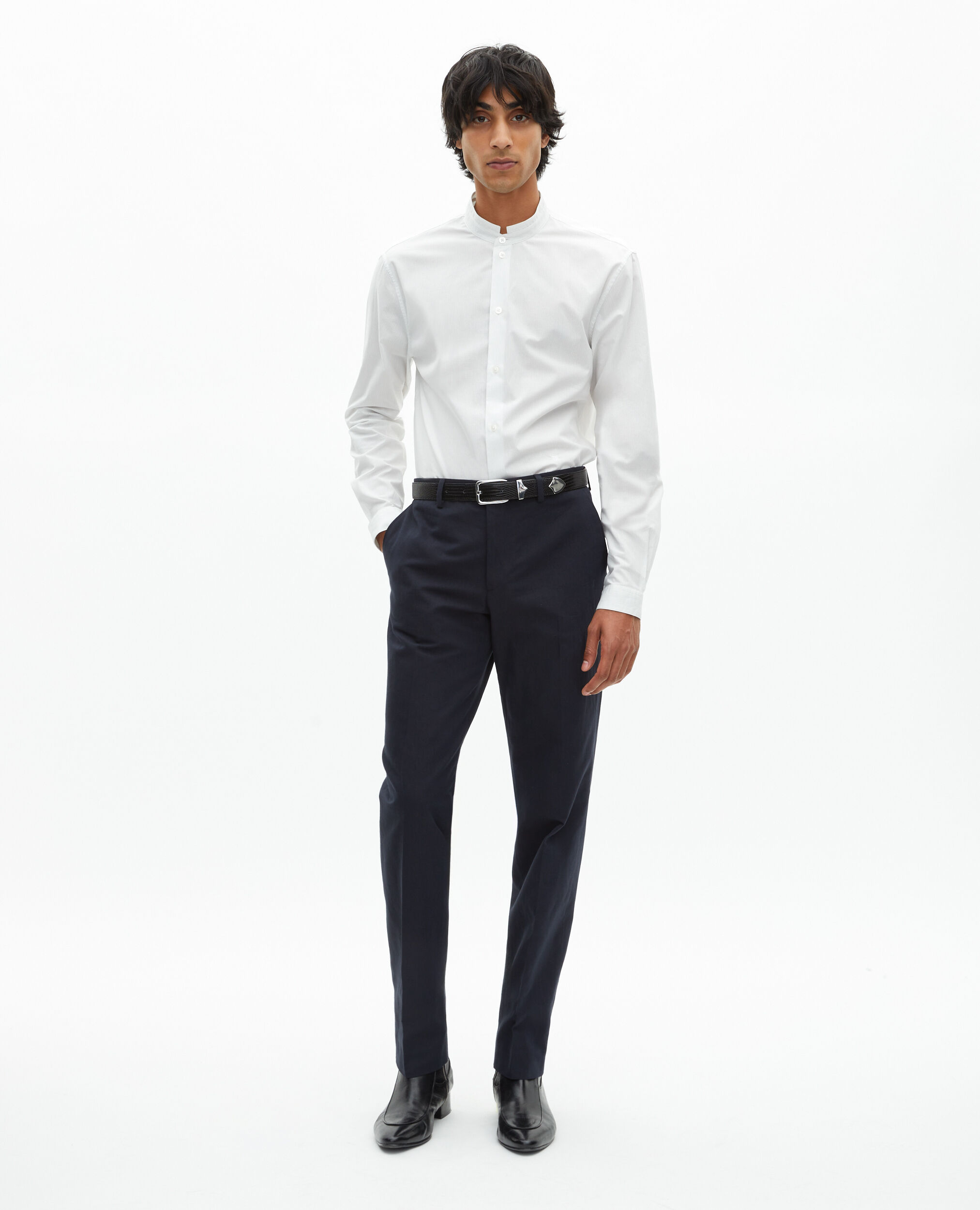 Formal shirt with white collar, WHITE / BLACK, hi-res image number null