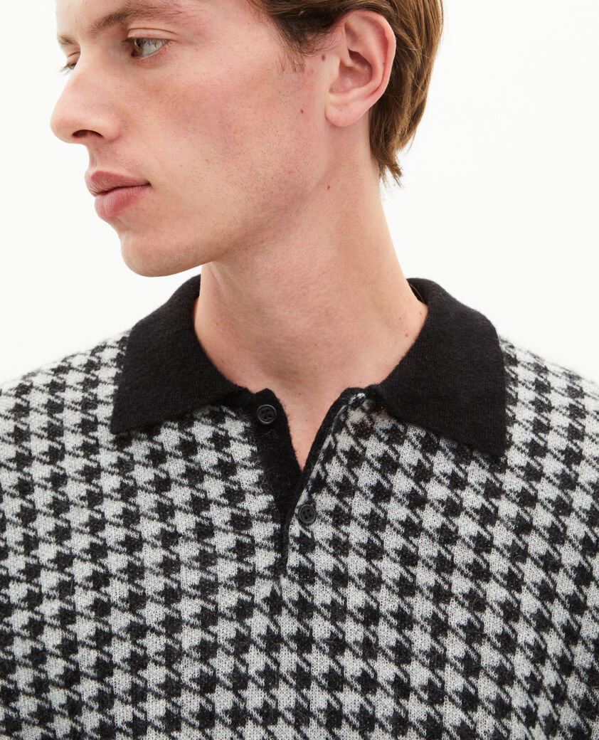 The Kooples HOMME BLACK WHITE pull en pied de poule noir