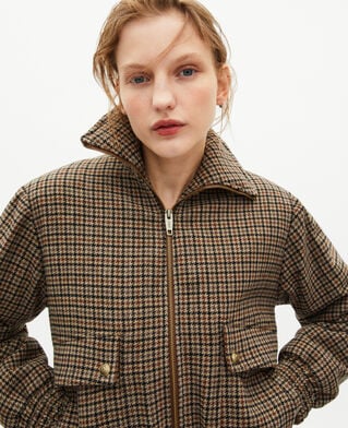 The Kooples WOMEN CAMEL / BEIGE camel wool houndstooth jacket