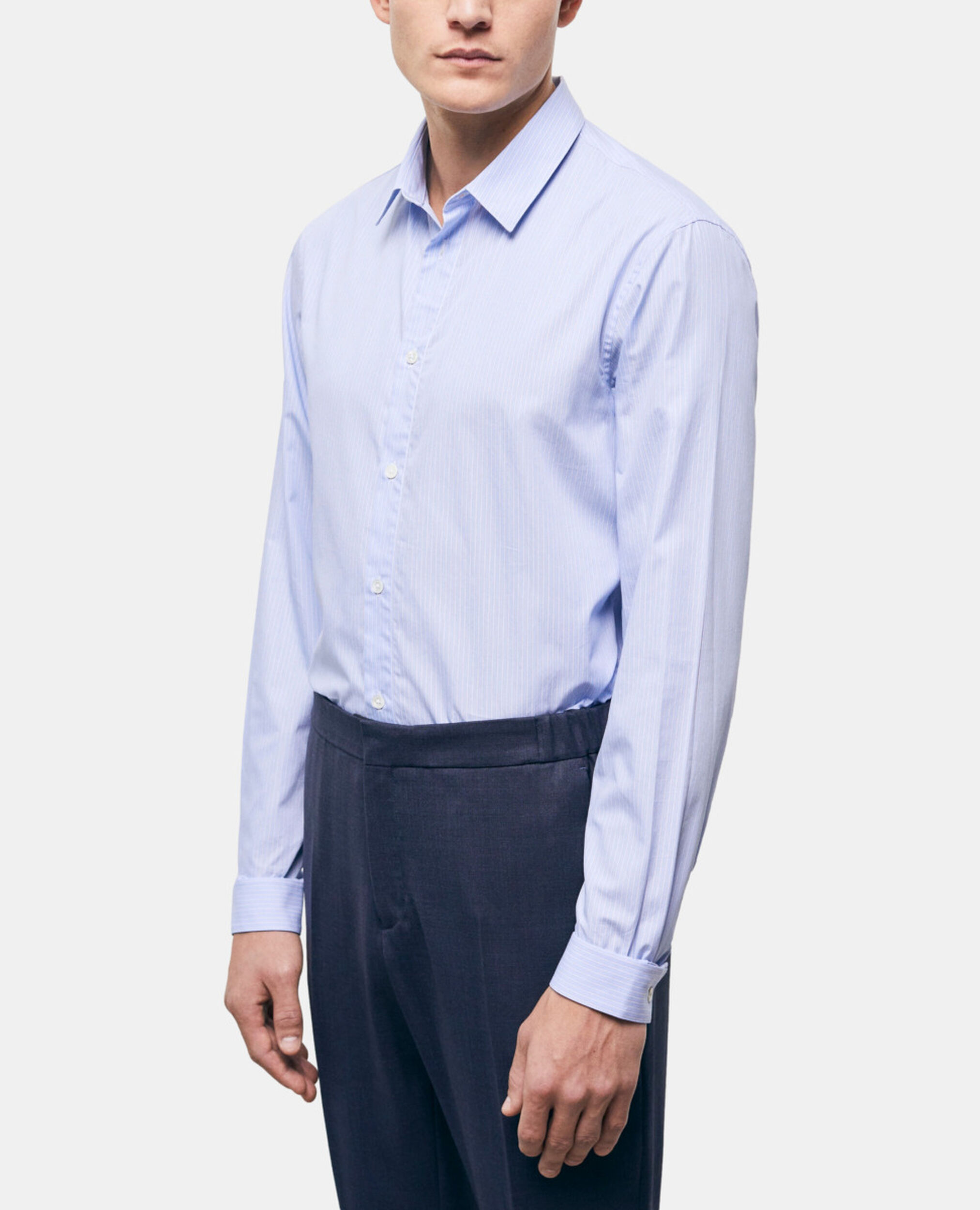 Gestreiftes Hemd mit Klassischer Kragen, WHITE / SKY BLUE, hi-res image number null