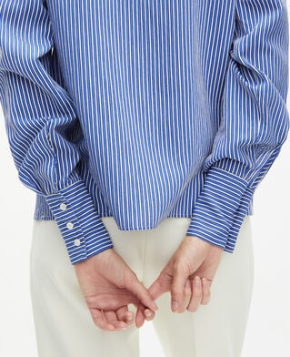 The Kooples WOMEN BLUE WHITE blue and white striped long sleeve shirt
