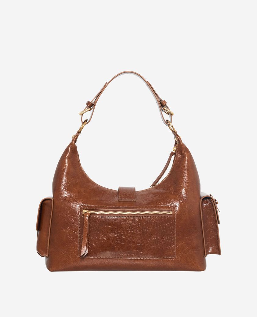 The Kooples FEMME BROWN sac amelia xl en cuir craquel&eacute; marron