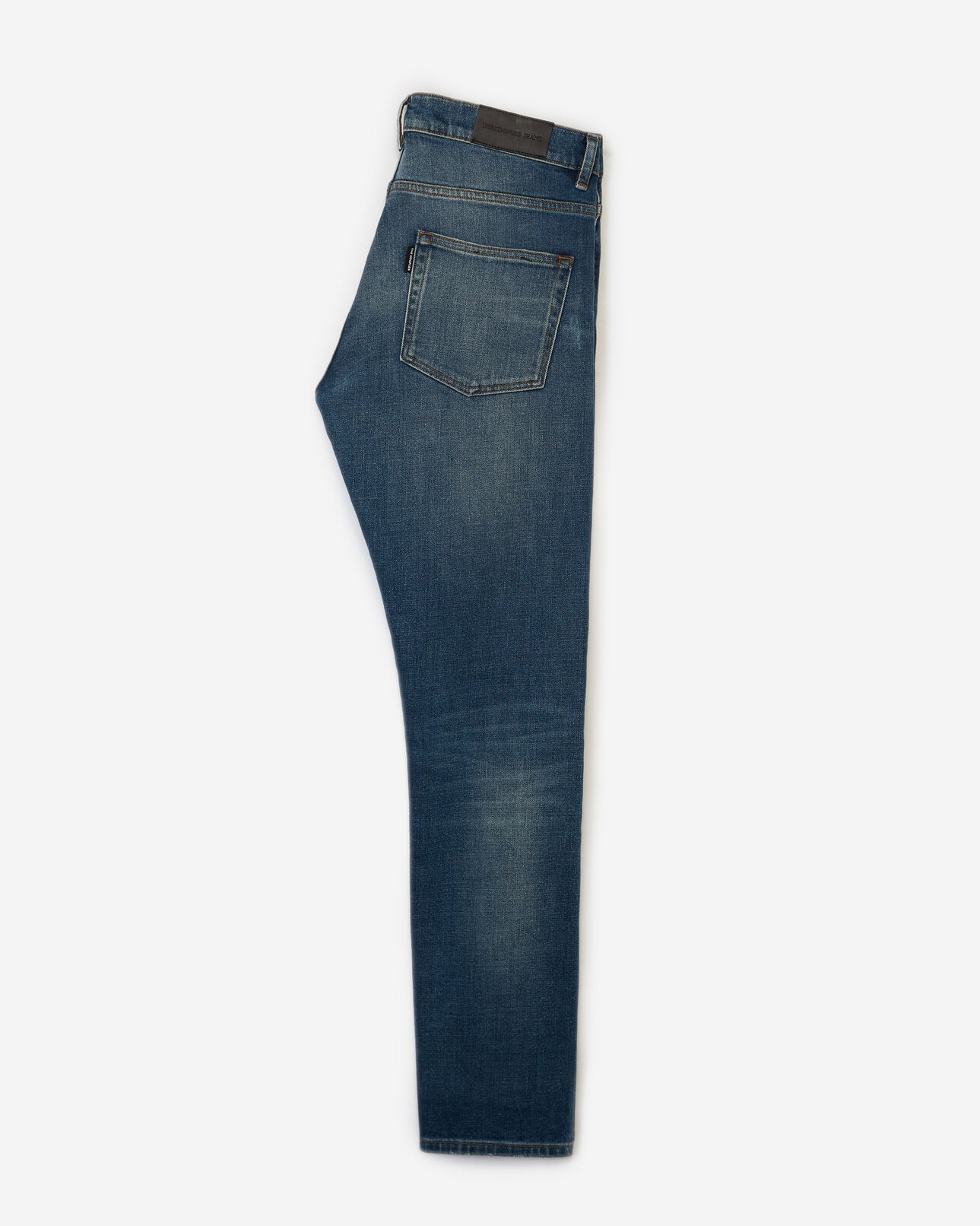 The Kooples MEN BLUE DENIM faded ripped blue jeans with leather tag