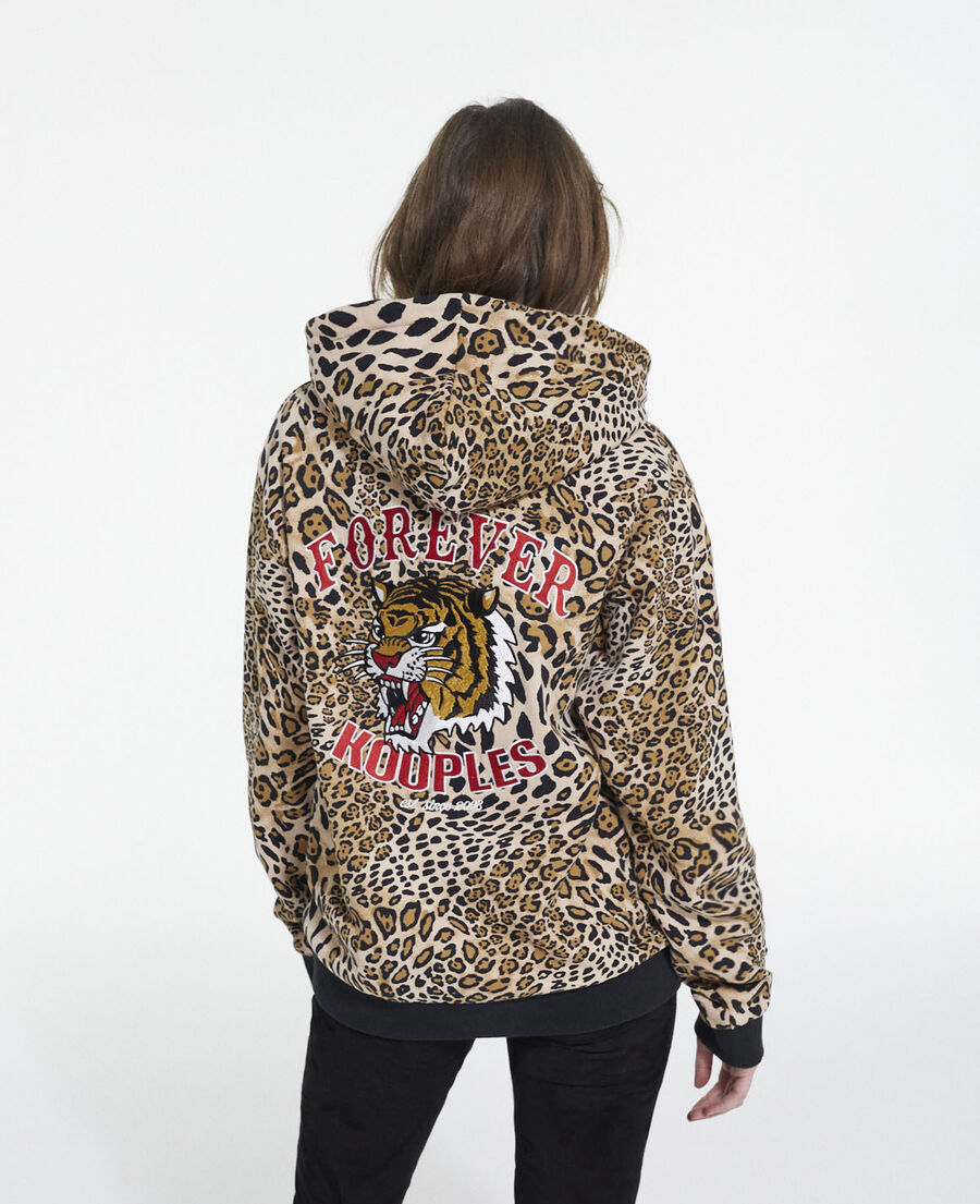 Cotton sweatshirt with leopard print Kooples - US
