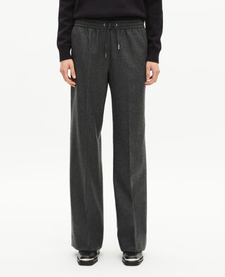 The Kooples WOMEN GREY dark grey flannel wide-leg pants