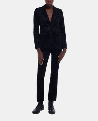 The Kooples F BLACK black velvet suit jacket with leopard print
