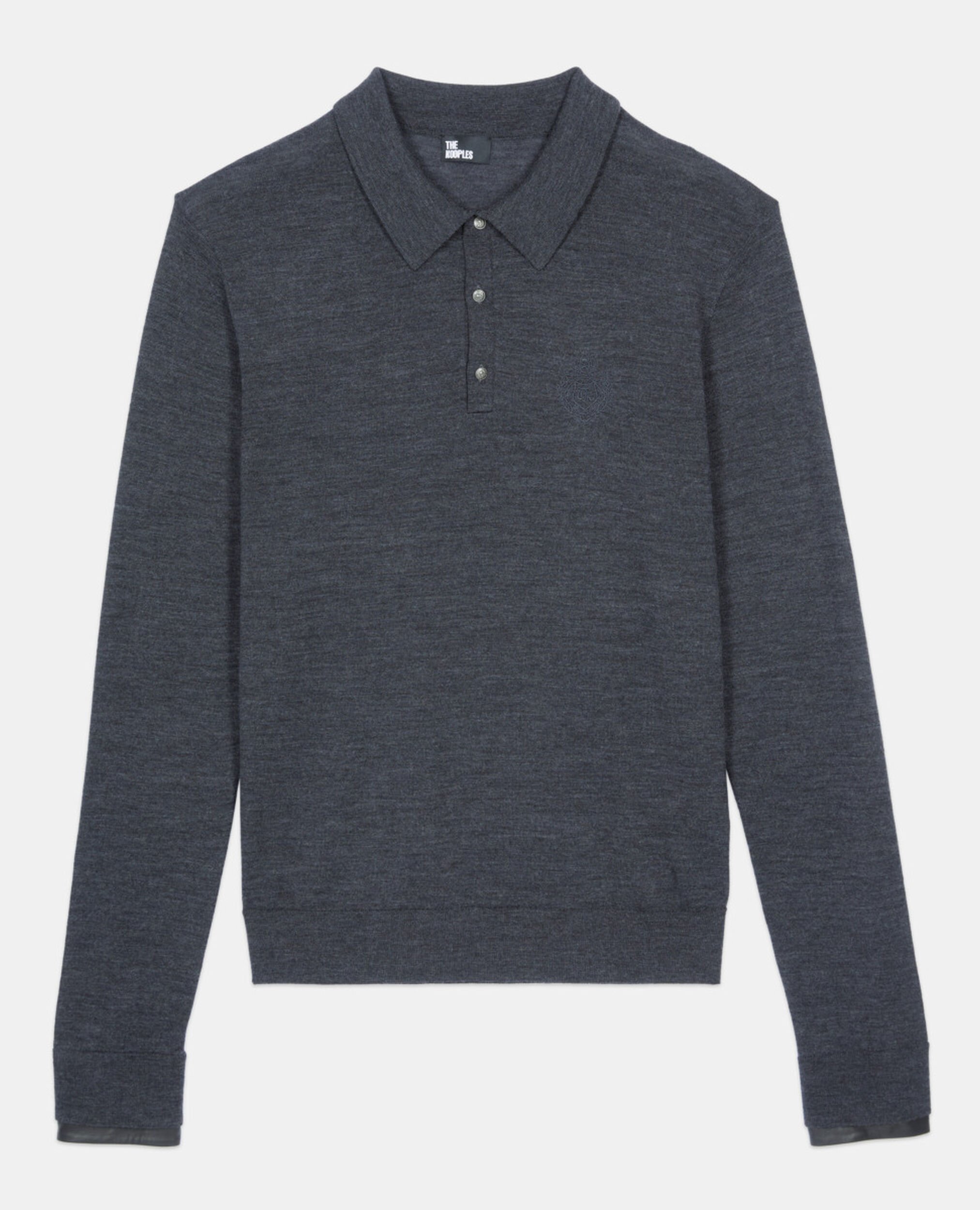 Grey wool sweater, ANTHRACITE MELANGE, hi-res image number null