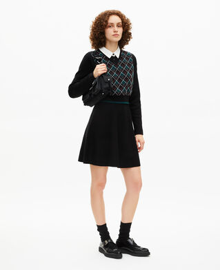 The Kooples F BLACK DARK GREEN green check knit short dress