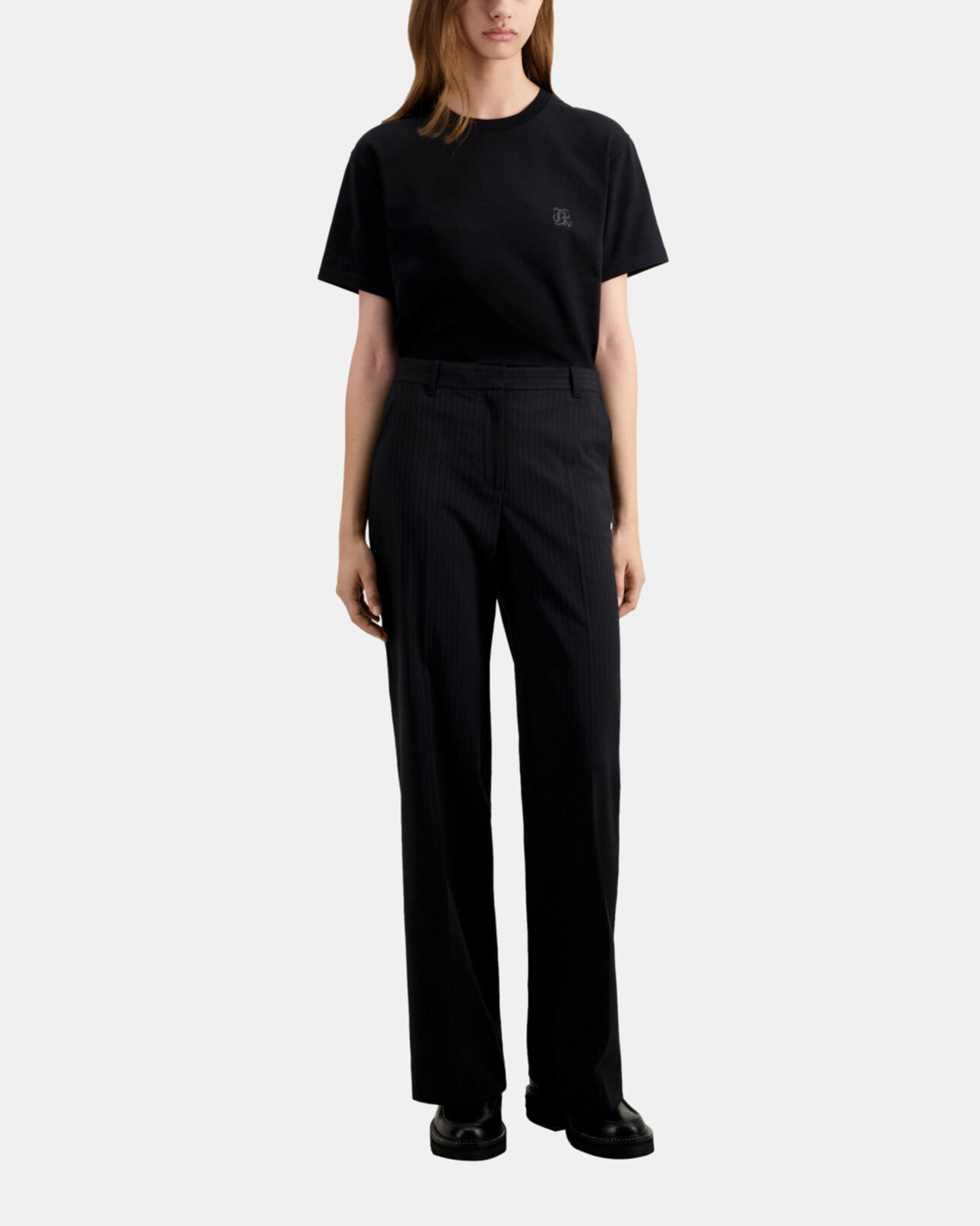 The Kooples DAMEN BLACK WHITE schwarze anzughose aus gestreifter wolle