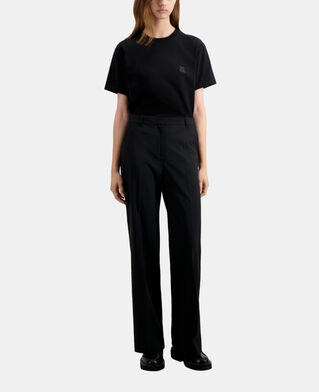 The Kooples F BLACK WHITE black striped wool-blend suit trousers